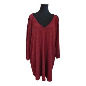 Torrid Red Suoer Soft Short Sleeve Top With Lace Closure On Sleeves Size 5